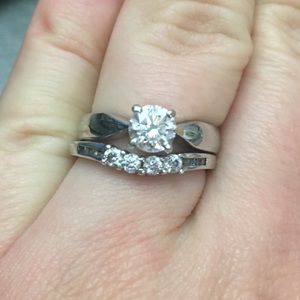 Silver and CZ Wedding Band